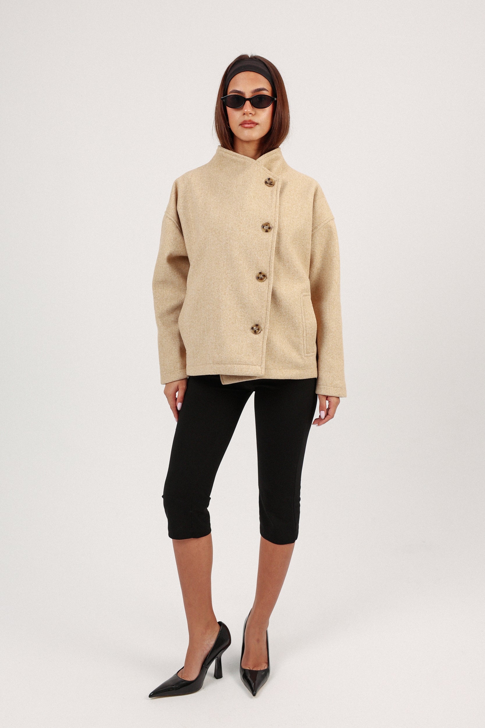 BEIGE ASYMMETRICAL JACKET