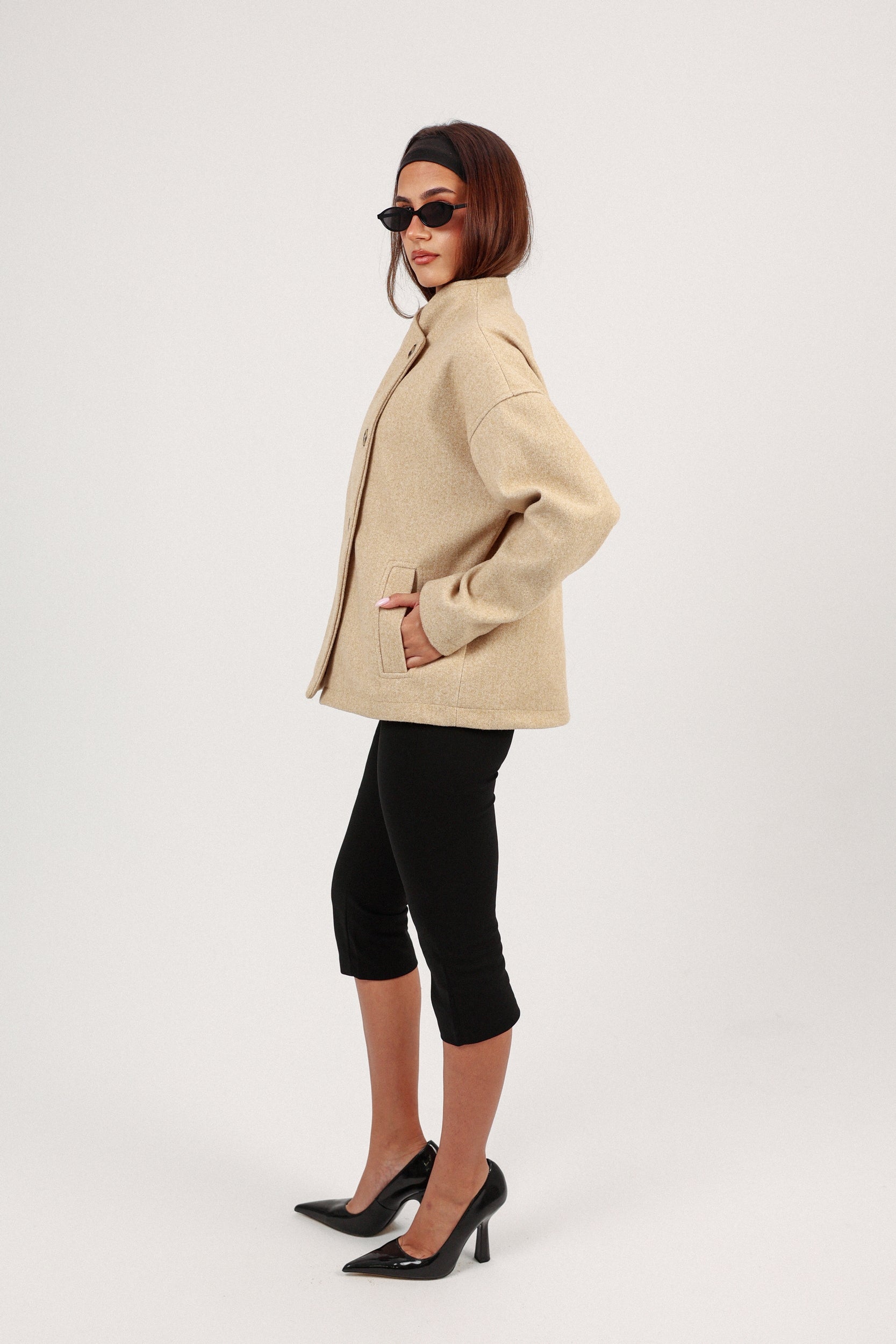 BEIGE ASYMMETRICAL JACKET