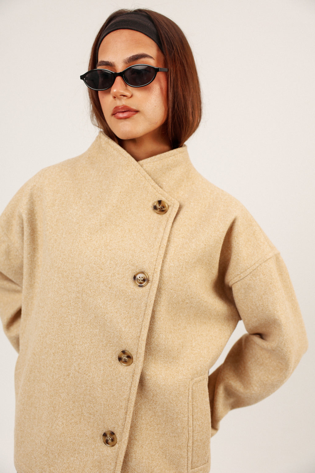 BEIGE ASYMMETRICAL JACKET