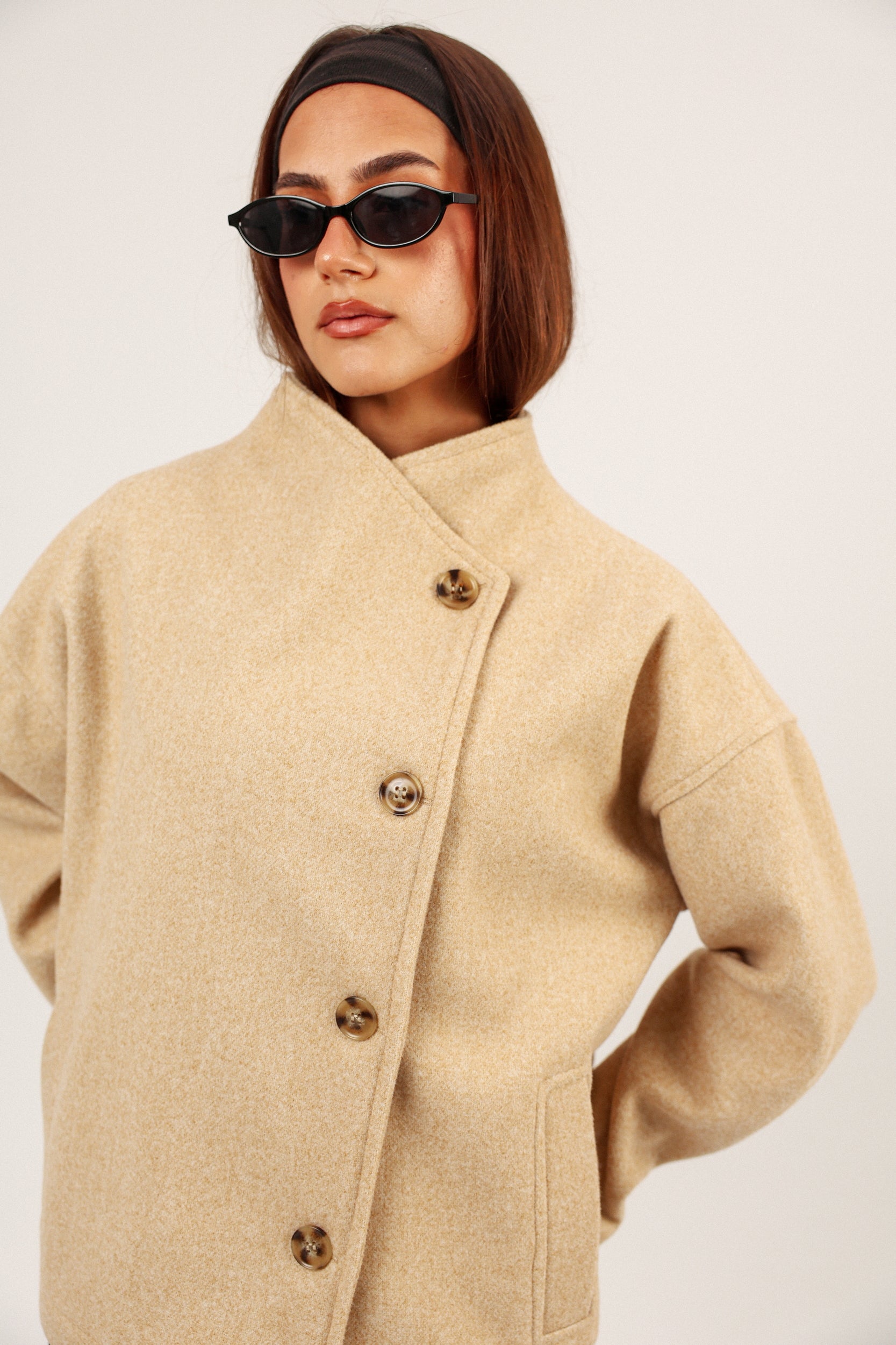 BEIGE ASYMMETRICAL JACKET