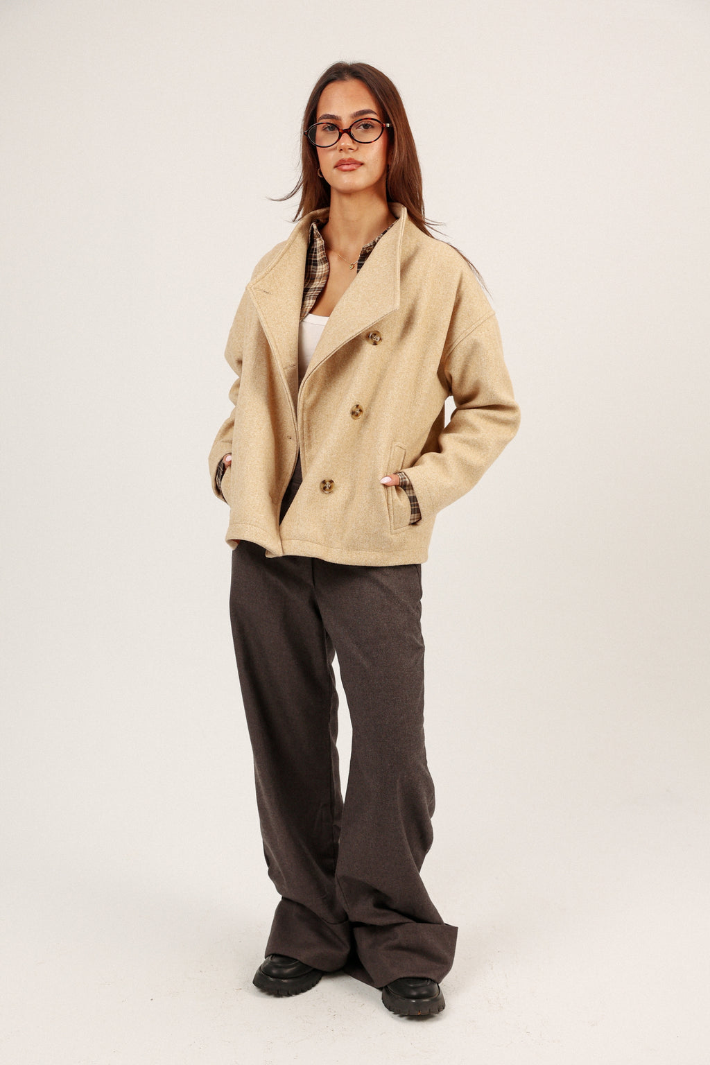 BEIGE ASYMMETRICAL JACKET