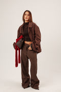 FOLDED WOOL PANTS (BROWN)