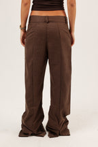 FOLDED WOOL PANTS (BROWN)
