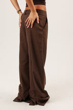 FOLDED WOOL PANTS (BROWN)