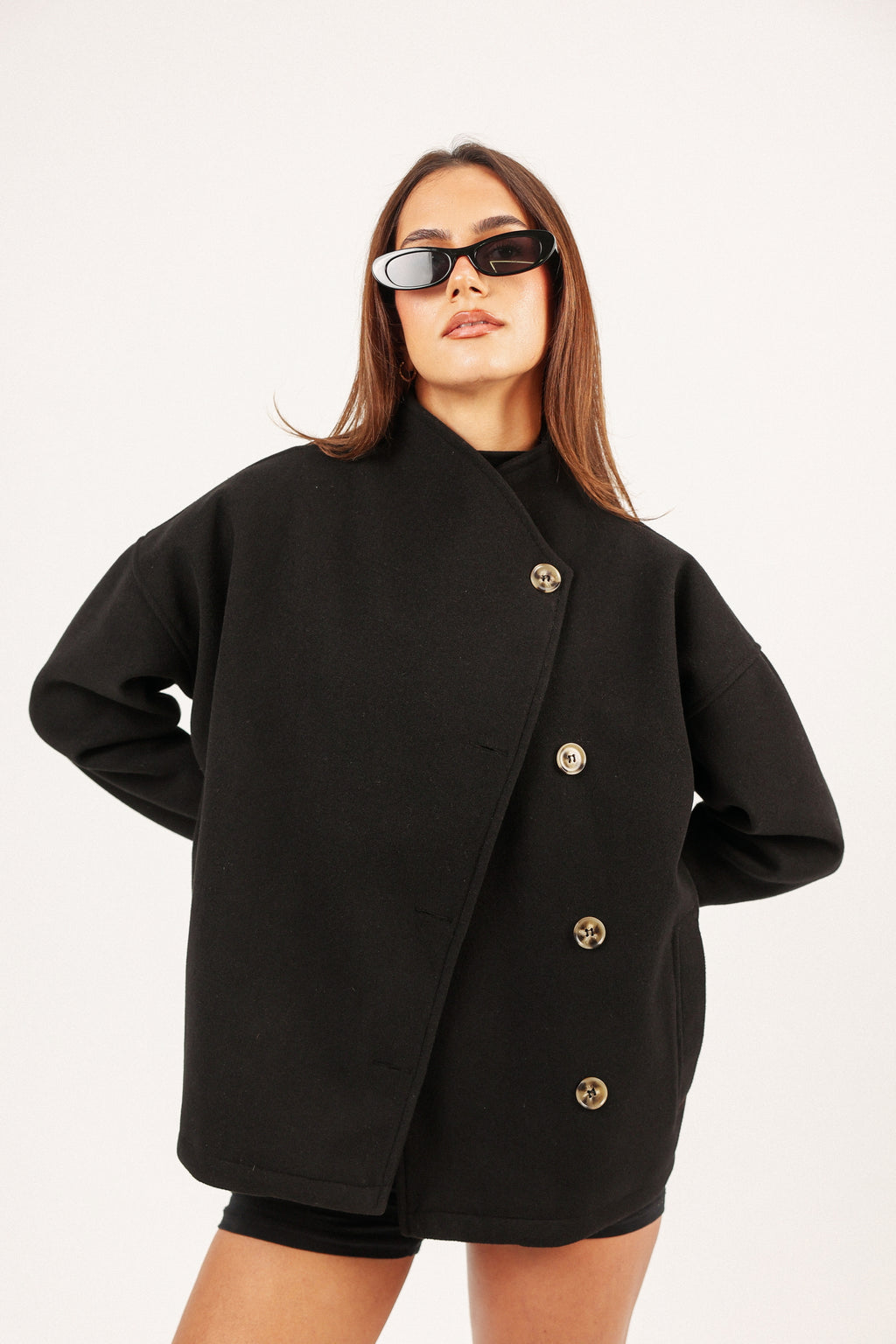 BLACK ASYMMETRICAL JACKET