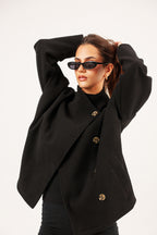 BLACK ASYMMETRICAL JACKET
