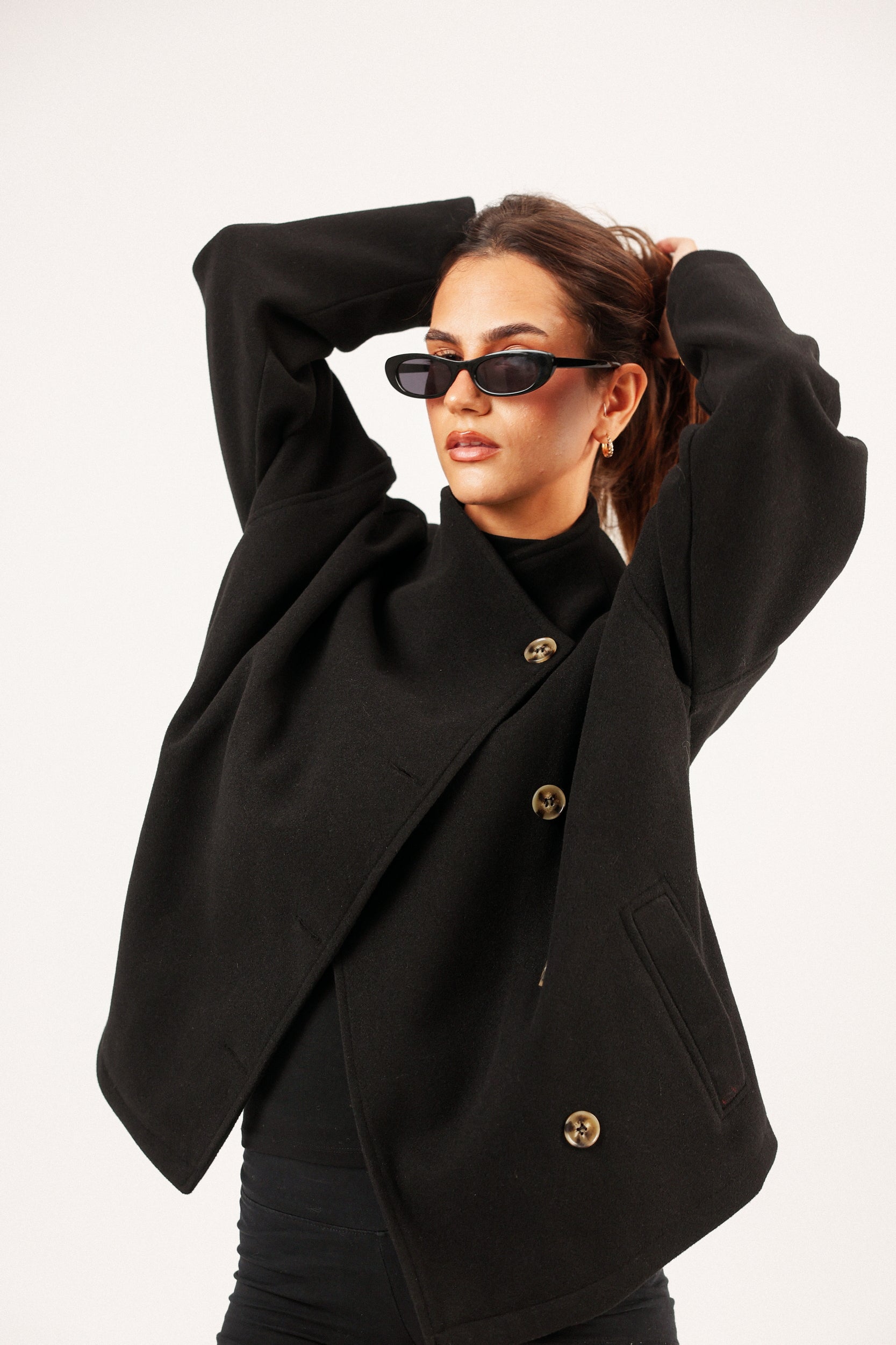 BLACK ASYMMETRICAL JACKET