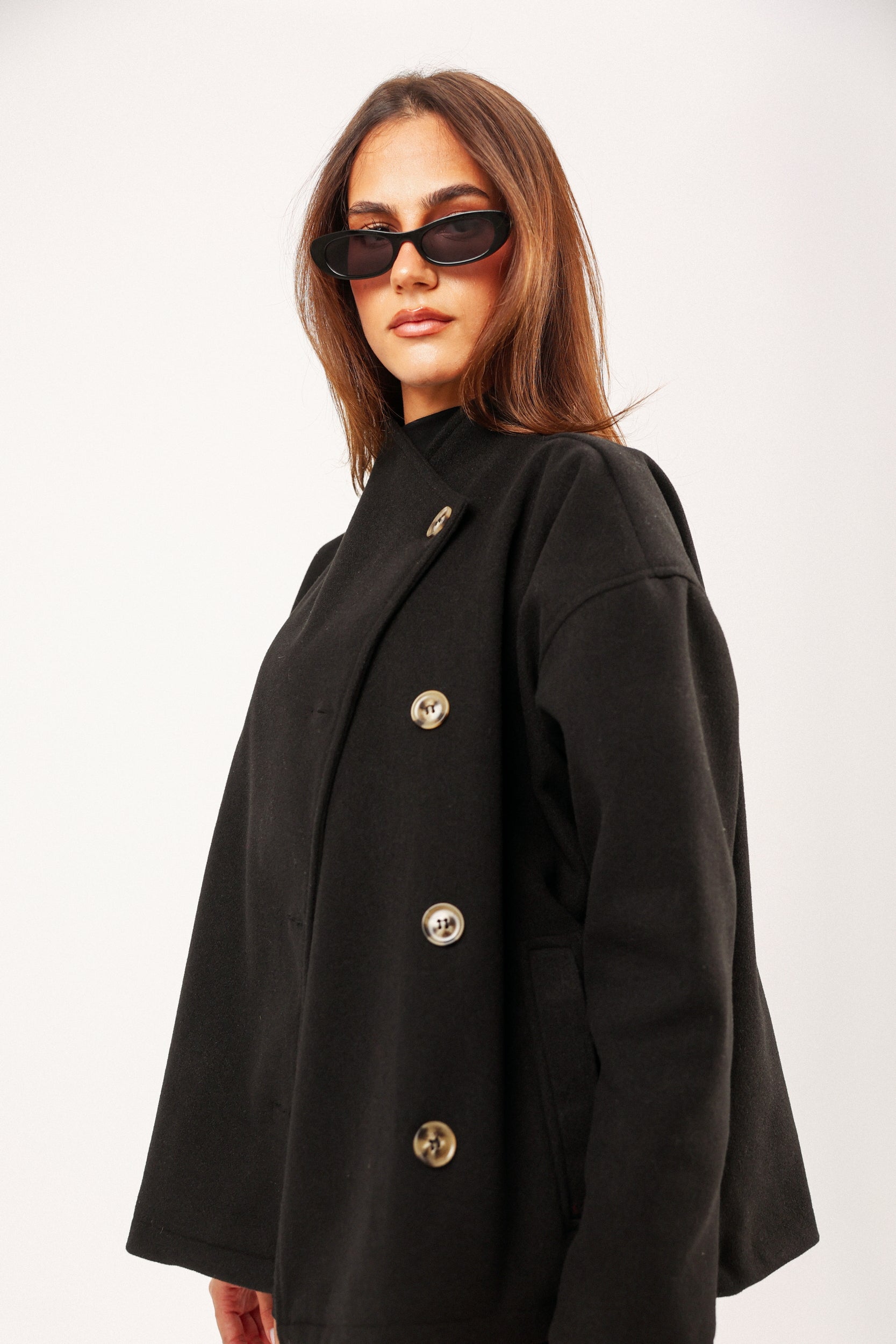 BLACK ASYMMETRICAL JACKET