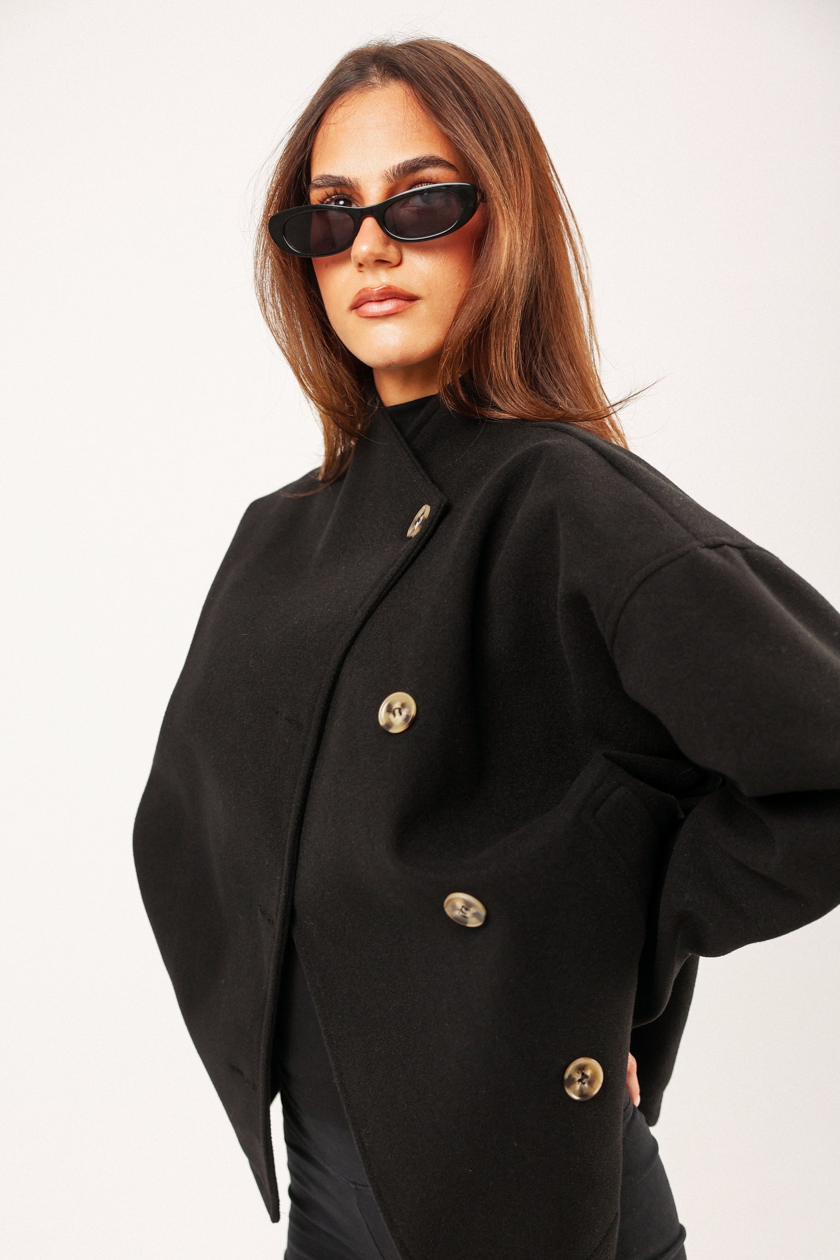 BLACK ASYMMETRICAL JACKET